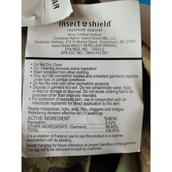 Army OCP Camo Shirt Jacket Medium Regular Insect Shield Combat Uniform Tactical - Picture 9 of 9